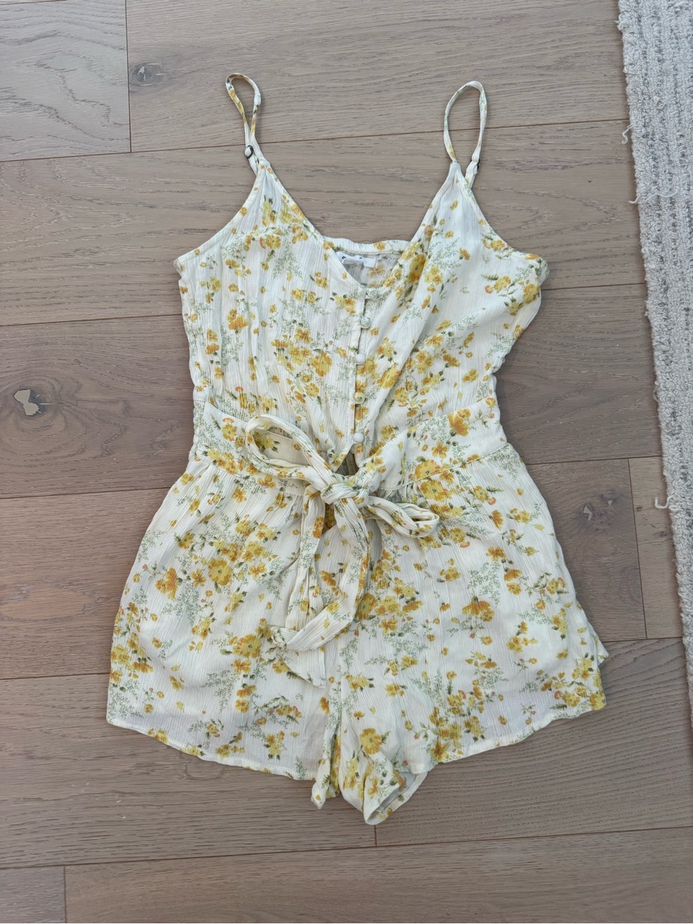 O'Neill Cream and Yellow Floral Smocked Romper